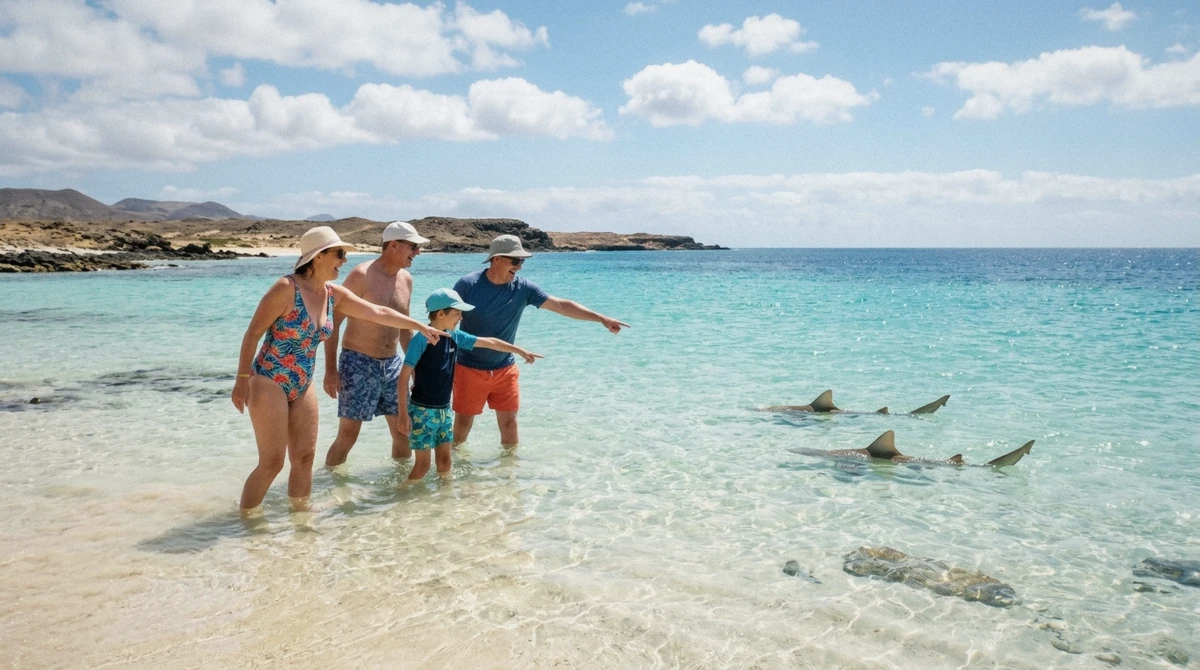 Visitors wading at Shark Bay on Sal to watch juvenile lemon sharks, an excursion from Cape Verde all inclusive resorts